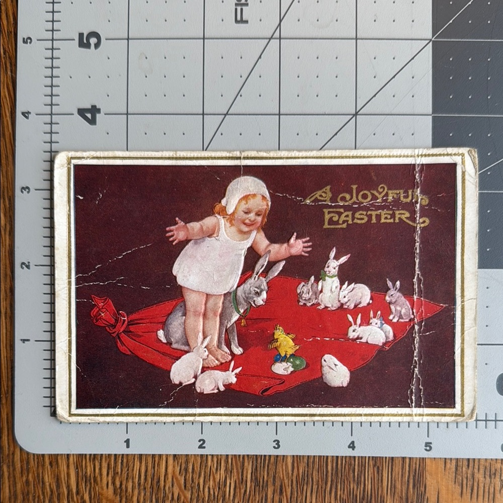 Antique Easter postcard, A Joyful Easter, embossed, early 1900's